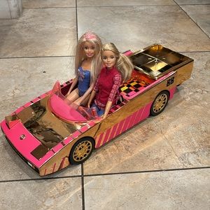 Barbie Pink gold Convertible Metal 2 seat  Track with extension rear